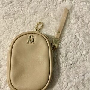 Steve Madden Beige Pouch with Gold Zipper